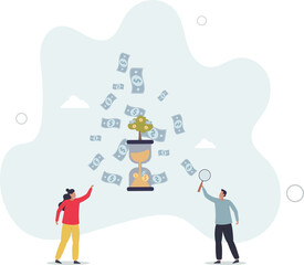 Investment growth over time and passive money income.flat design with people.