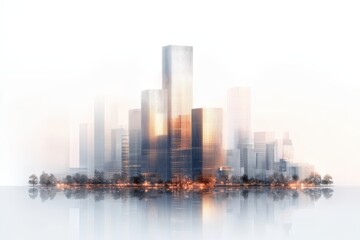 Naklejka premium Luxurious Skyscraper Hotel Above the City Landscape