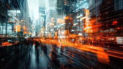 A cityscape transformed into a digital canvas depicting real-time cyber security alerts and incident responses.