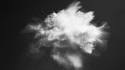 Dramatic Explosion of White Powder on Black Background