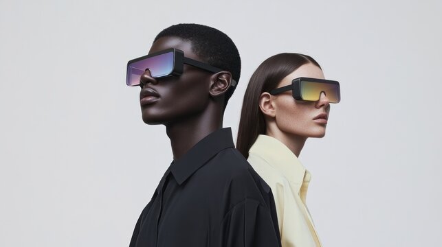 Stylish duo showcasing the latest in eyewear trends