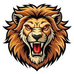 create detailed roar lion head with black outline vector illustrator