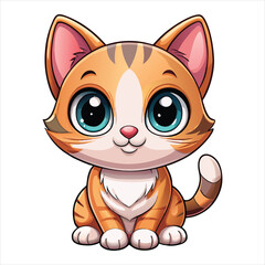 Little Cute Cat Cartoon Character