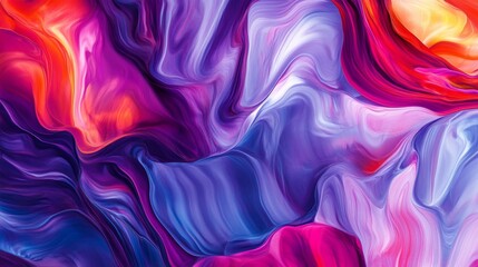 Fototapeta premium Chromatic abstract fusion: Beautiful abstract artistic colorful pattern background, fluid paint swirls, fractal-inspired shapes, iridescent color shifts, digital brushstroke textures, dynamic