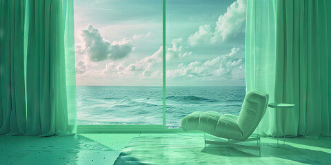 Fototapeta premium Calming Sea Green Room: Soothing the Symptoms of ADHD