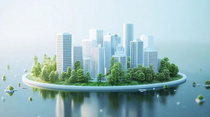 3D rendering of modern green city building model background