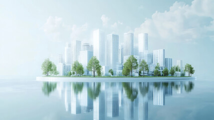 3D rendering of modern green city building model background