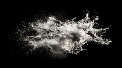 Dramatic Explosion of White Powder on Dark Background