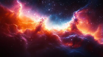 Fototapeta premium Colorful and Contrasted Space Galaxy Cloud Nebula with Starry Night Cosmos