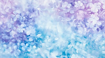 Obraz premium hand-drawn floral reverie in dreamy pastels light blue and purple blooms dance across the canvas, their edges softly blurred playful leaves and tendrils weave through, creating a mesmerizing,