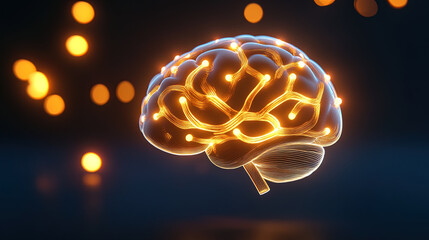 technological and futuristic background of an abstract glowing human brain