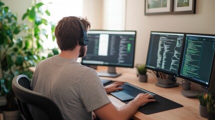 A group of startup professionals diligently working on coding and developing a new mobile application