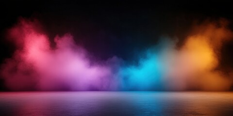 Fototapeta premium Colorful Smoke Clouds with Dark Background