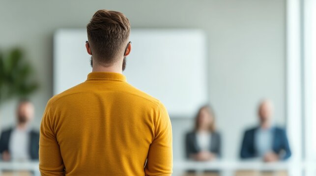 Startup founders passionately pitching their business ideas and seeking funding from a panel of venture capitalists during an investor event  The entrepreneurs present their innovative solutions
