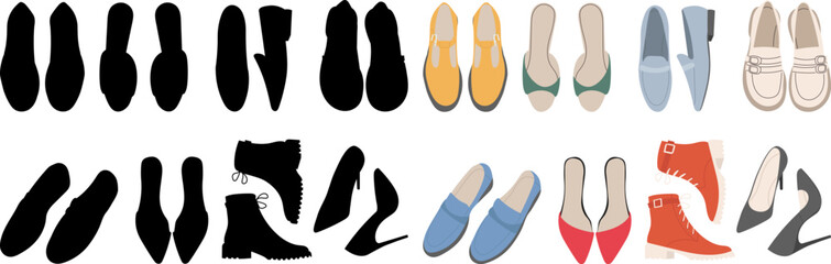 shoes top view in flat style, vector