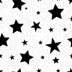 Black big stars seamless pattern