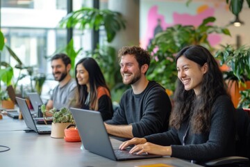Fototapeta premium Smiling Coworkers in Modern Office