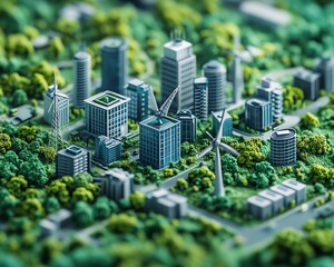A detailed 3D illustration highlighting sustainable ESG practices, emphasizing green energy solutions for effective environmental and social governance