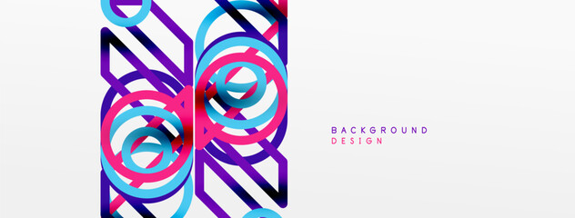 Abstract background - colorful circle lines technology or business digital template