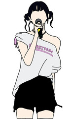 Illustration vector of Kpop fashion stage. idols of Koreans performing. K-pop female fashion idol. female singer who is singing wearing beautiful clothes