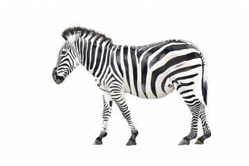 Obraz premium A zebra standing on a white surface, great for use in animal or wildlife themed designs