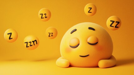 Fototapeta premium Happy Emoji Sleeping with Zzz Symbols