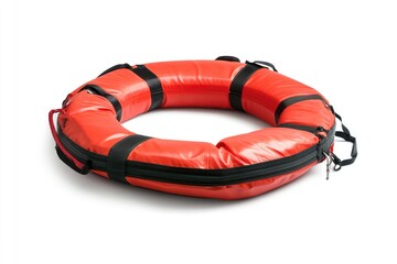 A single life ring on a plain white surface, ideal for use in educational or instructional content
