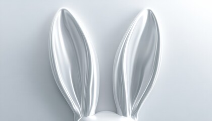Easter celebration with white rabbit ears on a cut-out background in 3D rendering