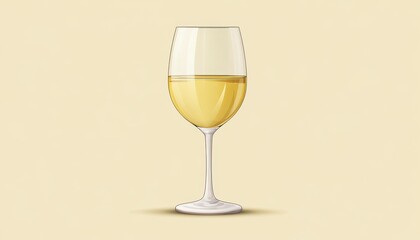 A glass of white wine elegantly displayed against a soft, neutral background