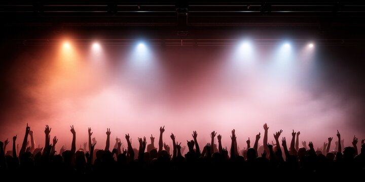 Audience with Raised Hands at Concert Venue