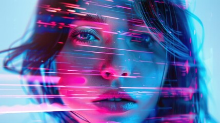 A close-up shot of a woman's face with a blurry background, ideal for use in portraits or as a focal point in your design