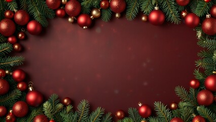 christmas background with branches and decorations