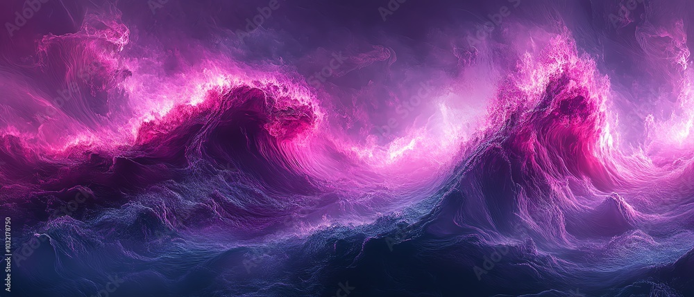 Aufkleber a vibrant digital art piece showcasing flowing waves with dark fuchsia and violet tones, featuring d