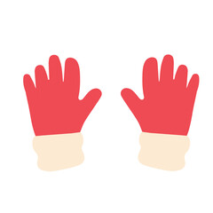 Winter glove in flat style. Red winter gloves. Vector illustration isolated on white background.