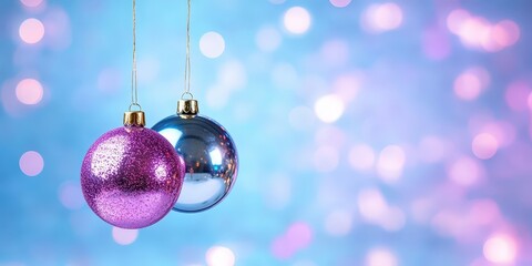 Fototapeta premium Colorful Christmas Ornaments on a Festive Background