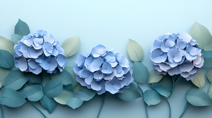 hydrangea flowers logo 3d vector papercut
