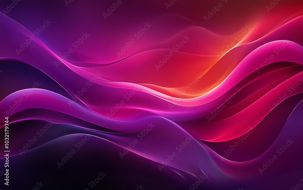 Aufkleber Vivid abstract digital art of flowing waves with dark fuchsia and violet hues, creating a captivating dynamic texture through smooth curved lines