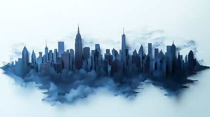 Fototapeta premium Silhouetted city skyline made from paper cut layers, urban art with depth and clean lines, ideal for architectural or corporate projects