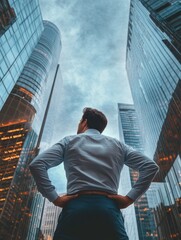 Businessman Overlooking Cityscape