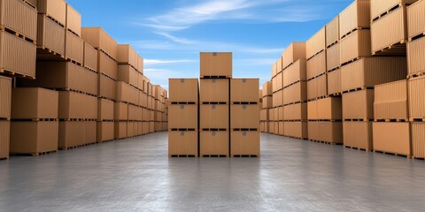 Obraz premium Vast Storage Area with Shipping Containers in Rows