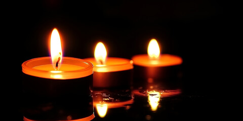 Rustic Candlelit Night with Warm Glow on Watery Surface