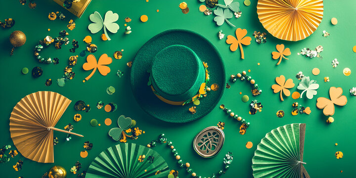St. Patrick's Day Festive Arrangement with Green Hat and Decorations