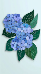 hydrangea flowers logo 3d vector papercut