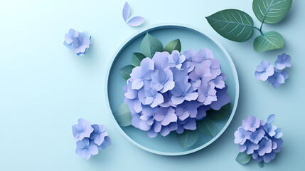 hydrangea flowers logo 3d vector papercut