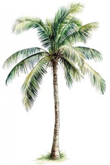 Exotic Island Escape: Lush Tropical Palm Trees Watercolor Illustration
