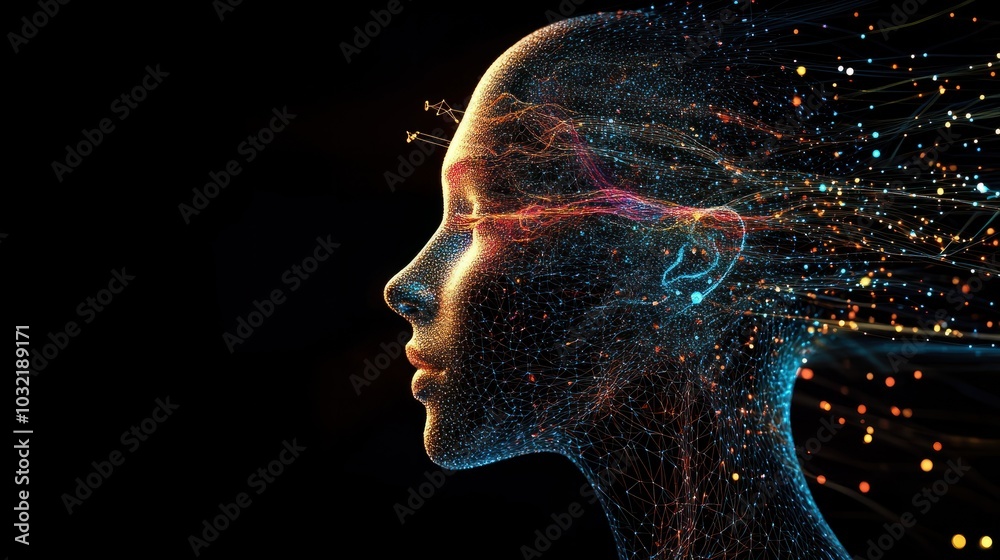 Poster face of futuristic and innovative imagery ai and automation use of artificial intelligence and autom
