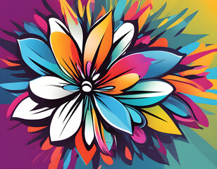 Fototapeta premium colorful flower with cool isolated pop art style background