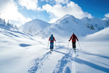 Winter Sport Adventure: Skiing and Snowboarding in Mountain Landscape