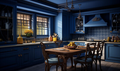 Beautiful spacious kitchen interior in a modern style. Can be used in various areas: design, printing, interior design, publishing, etc.