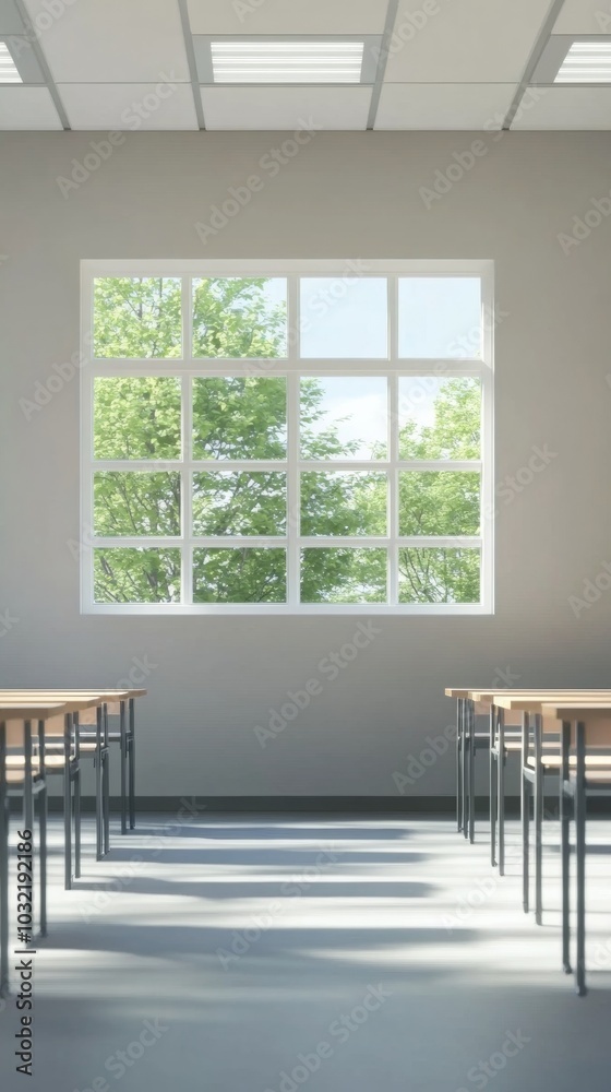 Aufkleber minimalistic classroom interior in new age minimalism style with clean lines and neutral colors